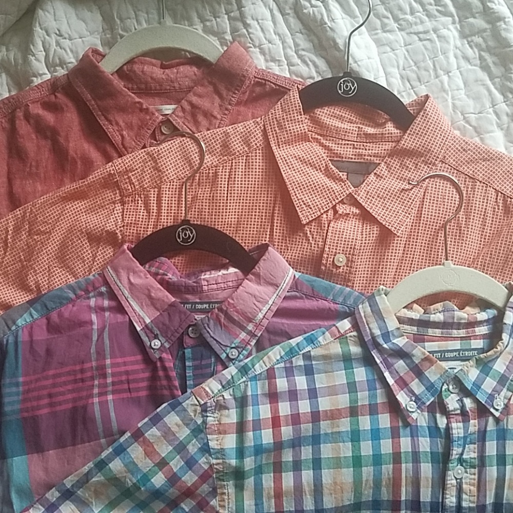 OLD NAVY| set of 4 mens short sleeve button-ups